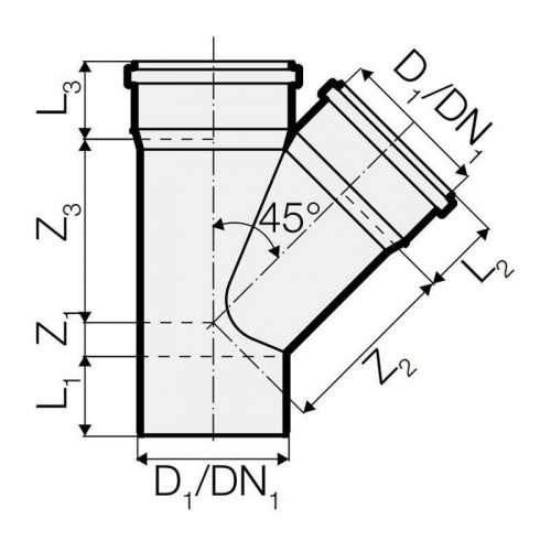 Valsir Triplus PP Abwasseranschluss 45 Grad D 250/250 mm VS0650685 Valsir Triplus PP Abwasseranschluss 45 Grad D 250/250 mm VS0650685
