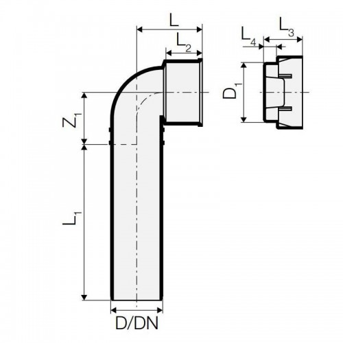 Verlängerter Bogen mit Stopfen Valsir Triplus D 32/46 mm VS0650991 Verlängerter Bogen mit Stopfen Valsir Triplus D 32/46 mm VS0650991