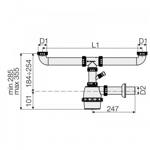 Valsir Geruchsverschluss für Eineinhalbspülbecken 1 1/2 D 40 mm VS0700627 Valsir Geruchsverschluss für Eineinhalbspülbecken 1 1/2 D 40 mm VS0700627