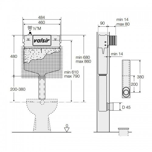 Valsir Tropea S 3/6 Liter mechanischer WC-Spülkasten VS0858002