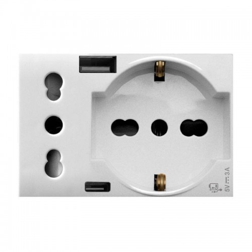 Ave S44 zweipolige Schuko Steckdose und USB Domus S44 weiß 10/16A 44109015USB Ave S44 zweipolige Schuko Steckdose und USB Domus S44 weiß 10/16A 44109015USB