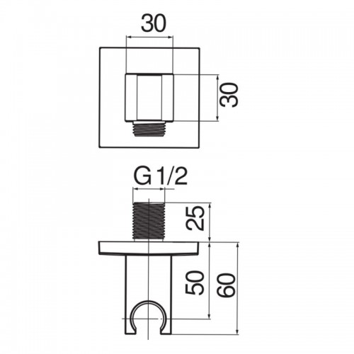 Nobili-Wasserauslauf mit quadratischer Halterung Verchromt AD150/9CR Nobili-Wasserauslauf mit quadratischer Halterung Verchromt AD150/9CR