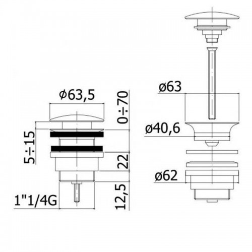 Paffoni Clic clac 1 1/4 Universal-Ablaufgarnitur aus mattschwarzem Messing ZSCA050NO Paffoni Clic clac 1 1/4 Universal-Ablaufgarnitur aus mattschwarzem Messing ZSCA050NO