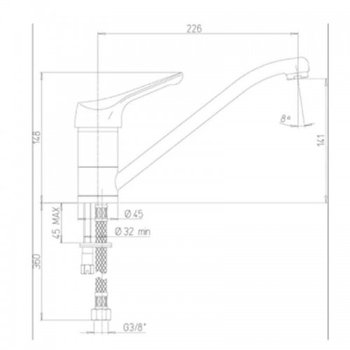 Paini Pilot Küchenarmatur mit niedrigem Messingauslauf 04CR573P1