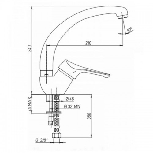 Paini Pilot Küchenarmatur mit hohem Messingauslauf 04CR570P1