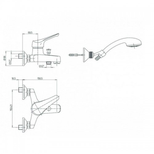 Paini Pilot Badewannenarmatur mit Handbrause und Schlauch 04CR105P1 Paini Pilot Badewannenarmatur mit Handbrause und Schlauch 04CR105P1