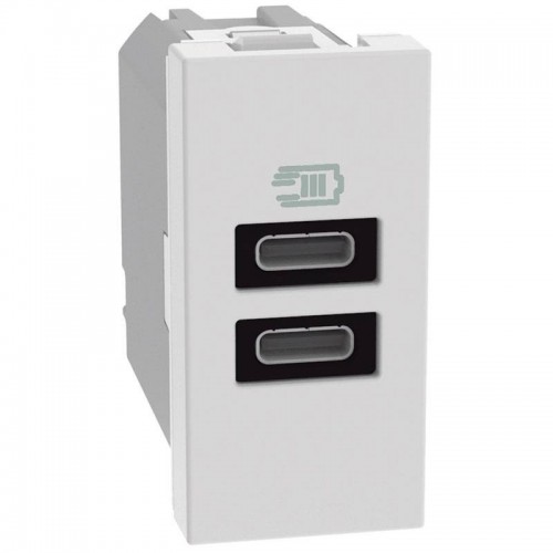 Bticino MatixGO 15W USB-Ladegerät mit 2 Typ-C-Anschlüssen weiß JW4191CC Bticino MatixGO 15W USB-Ladegerät mit 2 Typ-C-Anschlüssen weiß JW4191CC