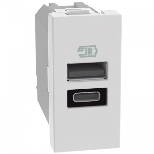 Bticino MatixGO 15W USB-Ladegerät mit 1 Typ-A und Typ-C-Anschluss weiß JW4191AC Bticino MatixGO 15W USB-Ladegerät mit 1 Typ-A und Typ-C-Anschluss weiß JW4191AC