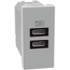 Bticino MatixGO 15W USB-Ladegerät mit 2 Typ-C-Anschlüssen grau JG4191CC Bticino MatixGO 15W USB-Ladegerät mit 2 Typ-C-Anschlüssen grau JG4191CC