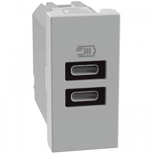 Bticino MatixGO 15W USB-Ladegerät mit 2 Typ-C-Anschlüssen grau JG4191CC Bticino MatixGO 15W USB-Ladegerät mit 2 Typ-C-Anschlüssen grau JG4191CC