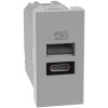 Bticino MatixGO 15W USB-Ladegerät mit 1 Typ-A und Typ-C-Anschluss grau JG4191AC Bticino MatixGO 15W USB-Ladegerät mit 1 Typ-A und Typ-C-Anschluss grau JG4191AC