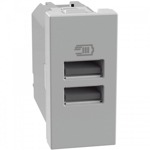 Bticino MatixGO 15W USB-Ladegerät mit 2 Typ-A-Anschlüssen grau JG4191AA Bticino MatixGO 15W USB-Ladegerät mit 2 Typ-A-Anschlüssen grau JG4191AA