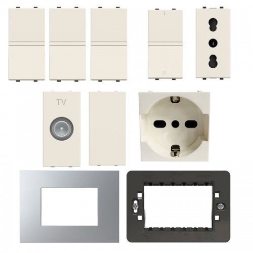 Abb Zenit KIT Starter Home weiße Serie mit kostenlosen Silbern-Abdeckrahmen Abb Zenit KIT Starter Home weiße Serie mit kostenlosen Silbern-Abdeckrahmen