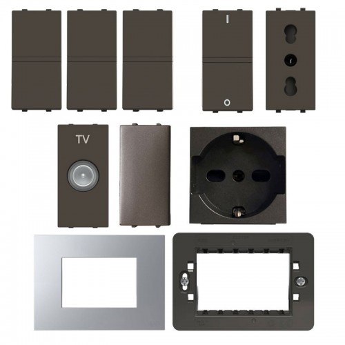 Abb Zenit KIT Starter Home anthrazitgrau Serie mit kostenlosen Silbern-Abdeckrahmen Abb Zenit KIT Starter Home anthrazitgrau Serie mit kostenlosen Silbern-Abdeckrahmen