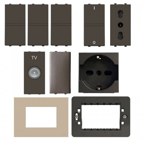 Abb Zenit KIT Starter Home anthrazitgrau Serie mit kostenlosen champagnefarbigen Abdeckrahmen Abb Zenit KIT Starter Home anthrazitgrau Serie mit kostenlosen champagnefarbigen Abdeckrahmen