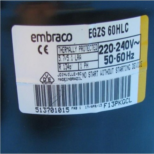 Kompressor Aspera Embraco EGZS60HLC, L/MBP - R-134a, 220-240V, 50-60Hz - nicht lieferbar, ersetzt durch Nachfolger Kompressor Aspera Embraco EGZS60HLC, L/MBP - R-134a, 220-240V, 50-60Hz - nicht lieferbar, ersetzt durch Nachfolger