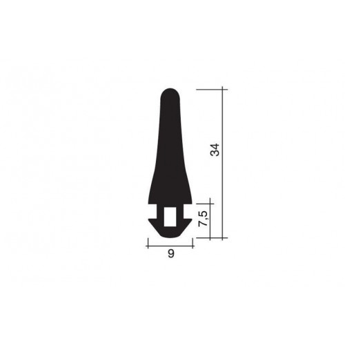 Eindrückprofil Gummi schwarz für Pendeltür 1m (34x9) Eindrückprofil Gummi schwarz für Pendeltür 1m (34x9)