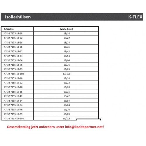Isolierhülse K-Flex 19 / 64 mm Isolierhülse K-Flex 19 / 64 mm