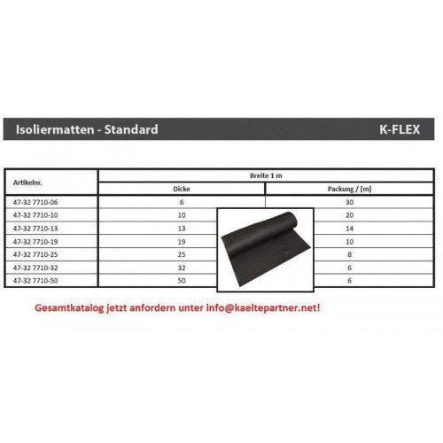 Isoliermatte K-Flex für Wärmedämmung, Dicke 19 mm, Breite 1 m, Verpackung 10 m Isoliermatte K-Flex für Wärmedämmung, Dicke 19 mm, Breite 1 m, Verpackung 10 m