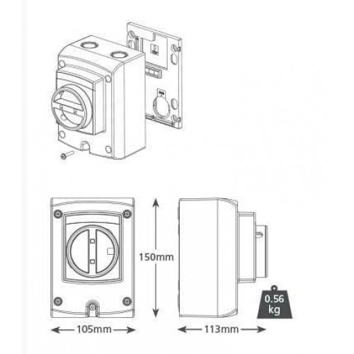 Reparaturschalter für Klimaanlagen 4-polig - 20A - 105x113x150 mm Reparaturschalter für Klimaanlagen 4-polig - 20A - 105x113x150 mm