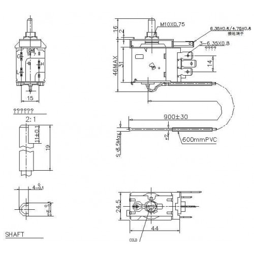 Thermostat universal - max.+4,5/-28; min.+4,5/-13 ; L=900, LG, SAMSUNG Thermostat universal - max.+4,5/-28; min.+4,5/-13 ; L=900, LG, SAMSUNG
