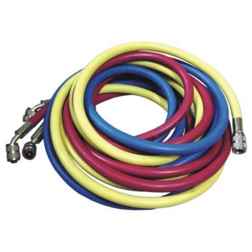 Kältemittel Füllschlauch Satz 3 x 1,8 m (rot, blau, gelb) 1/4" SAE, R134a Kältemittel Füllschlauch Satz 3 x 1,8 m (rot, blau, gelb) 1/4" SAE, R134a