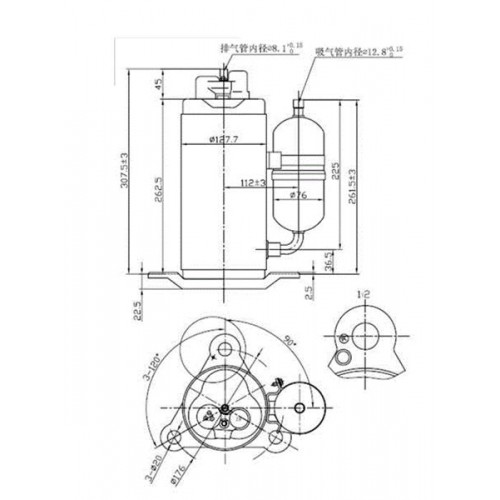 Rotationskompressor BOYARD, QXC-23K, vertikal, R407C, 220-240V/50 Hz, 13022 Btu/h Rotationskompressor BOYARD, QXC-23K, vertikal, R407C, 220-240V/50 Hz, 13022 Btu/h