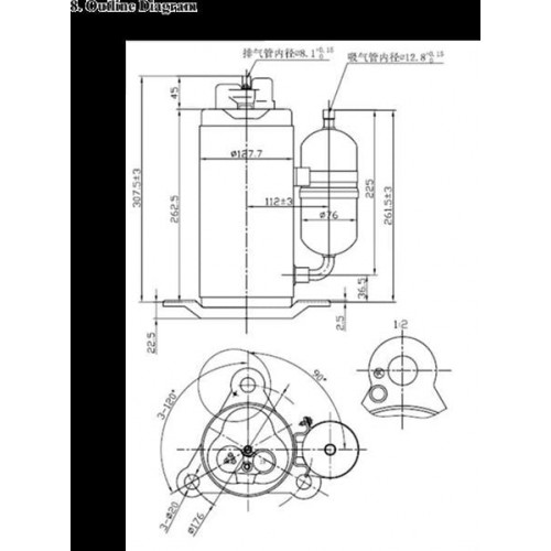 Rotationskompressor BOYARD, QXC-19K, vertikal, R407C, 220-240V/50 Hz, 10268 Btu/h Rotationskompressor BOYARD, QXC-19K, vertikal, R407C, 220-240V/50 Hz, 10268 Btu/h