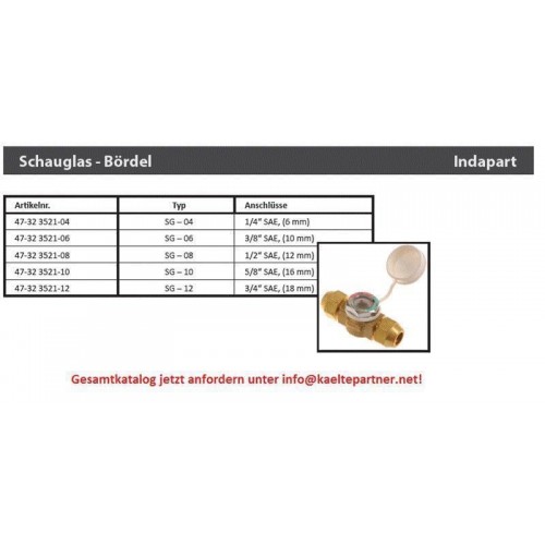 Schauglas Universal S04, 1/4 x 1/4" SAE, Bördelanschlüsse + Mutter Schauglas Universal S04, 1/4 x 1/4" SAE, Bördelanschlüsse + Mutter