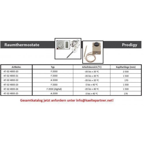 Differenzthermostat PRODIGY A2000, 0/+40°C, L = 0,17 m Differenzthermostat PRODIGY A2000, 0/+40°C, L = 0,17 m