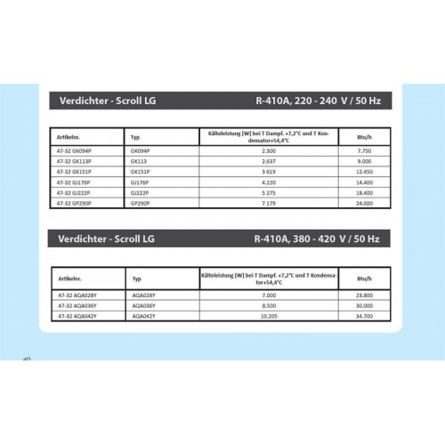 Rotationskompressor LG GJ176P, R410A, 220-240V/50Hz, 14 400 Btu/h Rotationskompressor LG GJ176P, R410A, 220-240V/50Hz, 14 400 Btu/h