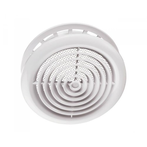 Kunststoff Diffusor MV 125 PFs mit Montageflanschen und Insektenschutznetz für Be- und Entlüftung, Lüftungsrohr 125 mm Kunststoff Diffusor MV 125 PFs mit Montageflanschen und Insektenschutznetz für Be- und Entlüftung, Lüftungsrohr 125 mm
