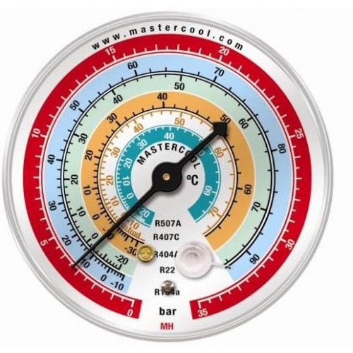 Ersatz Manometer 63mm, Hochdruck, Bar/°C, R134a, R404A, R407C, R22, R507A Ersatz Manometer 63mm, Hochdruck, Bar/°C, R134a, R404A, R407C, R22, R507A