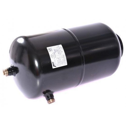 Kältemittelsammler, 45 BAR, 7,8 l, Eingang 1", Ausgang 1", 1/4" NPT,M10 Kältemittelsammler, 45 BAR, 7,8 l, Eingang 1", Ausgang 1", 1/4" NPT,M10
