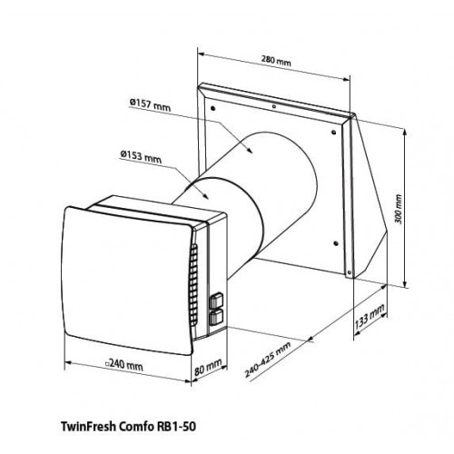 Lüftungsanlage KWL TwinFresh Comfo RB1 -50 mit Fernbedienung, max. Förderleistung 50 m3/h (mit Stecker) Lüftungsanlage KWL TwinFresh Comfo RB1 -50 mit Fernbedienung, max. Förderleistung 50 m3/h (mit Stecker)