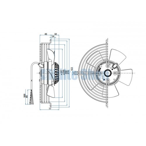 Axialventilator R09E-2025P-2M-1611 Hidria Axialventilator R09E-2025P-2M-1611 Hidria
