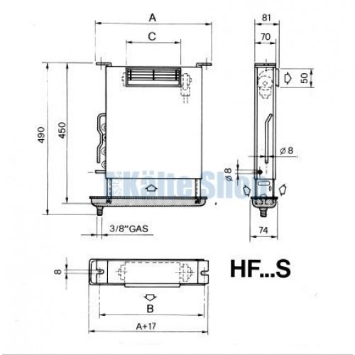 Verdampfer HF2 57S einseitiger Luftausl. Luve Verdampfer HF2 57S einseitiger Luftausl. Luve
