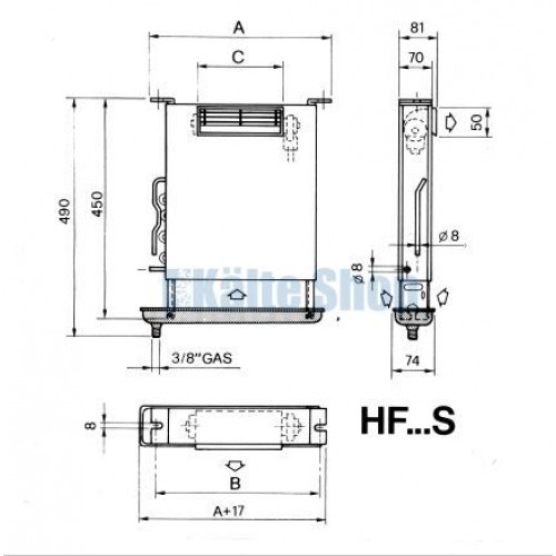Verdampfer HF2 72S einseitiger Luftausl. Luve Verdampfer HF2 72S einseitiger Luftausl. Luve